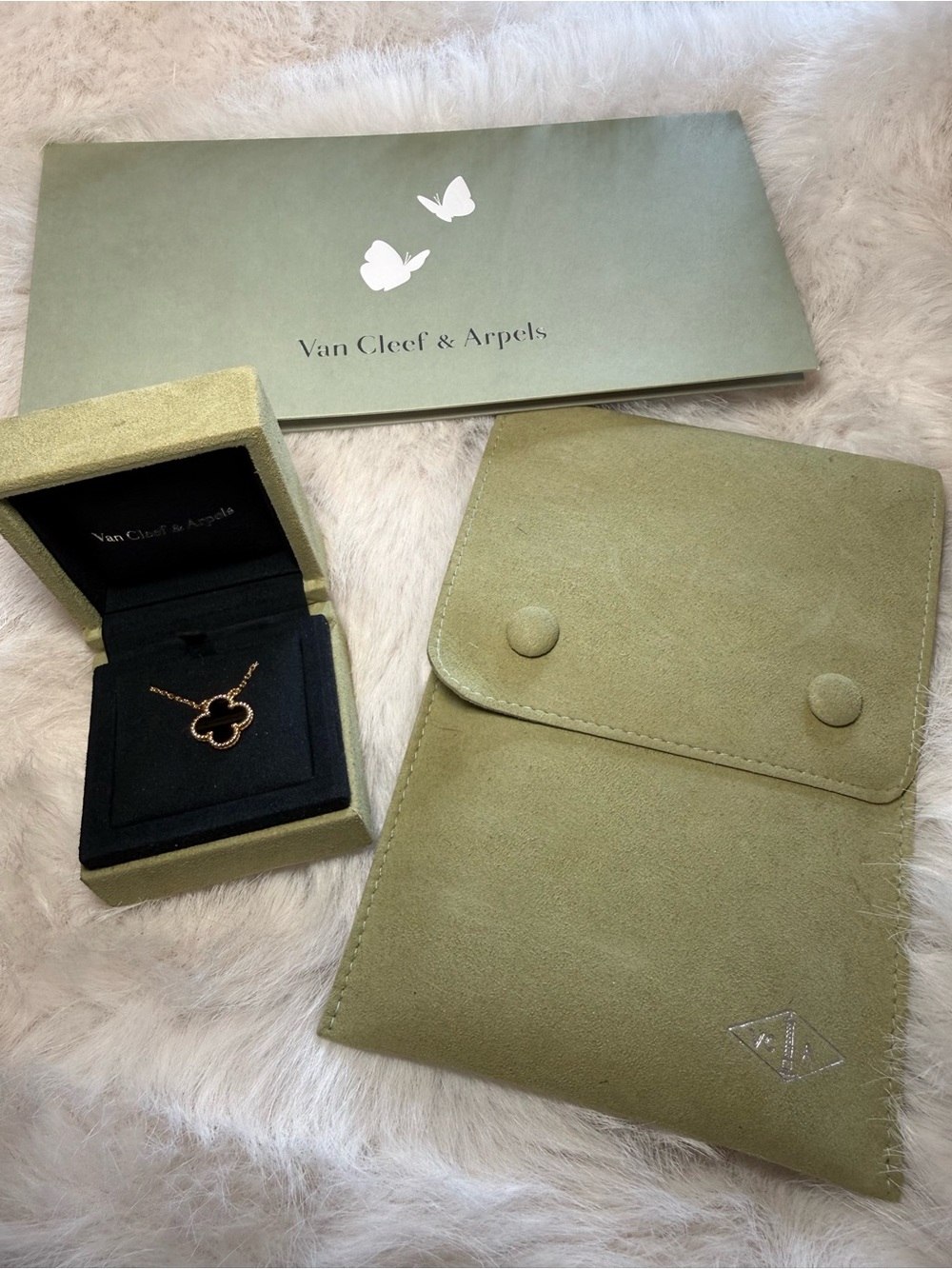 Van Cleef & Arpels Onyx Vintage Alhambra Necklace